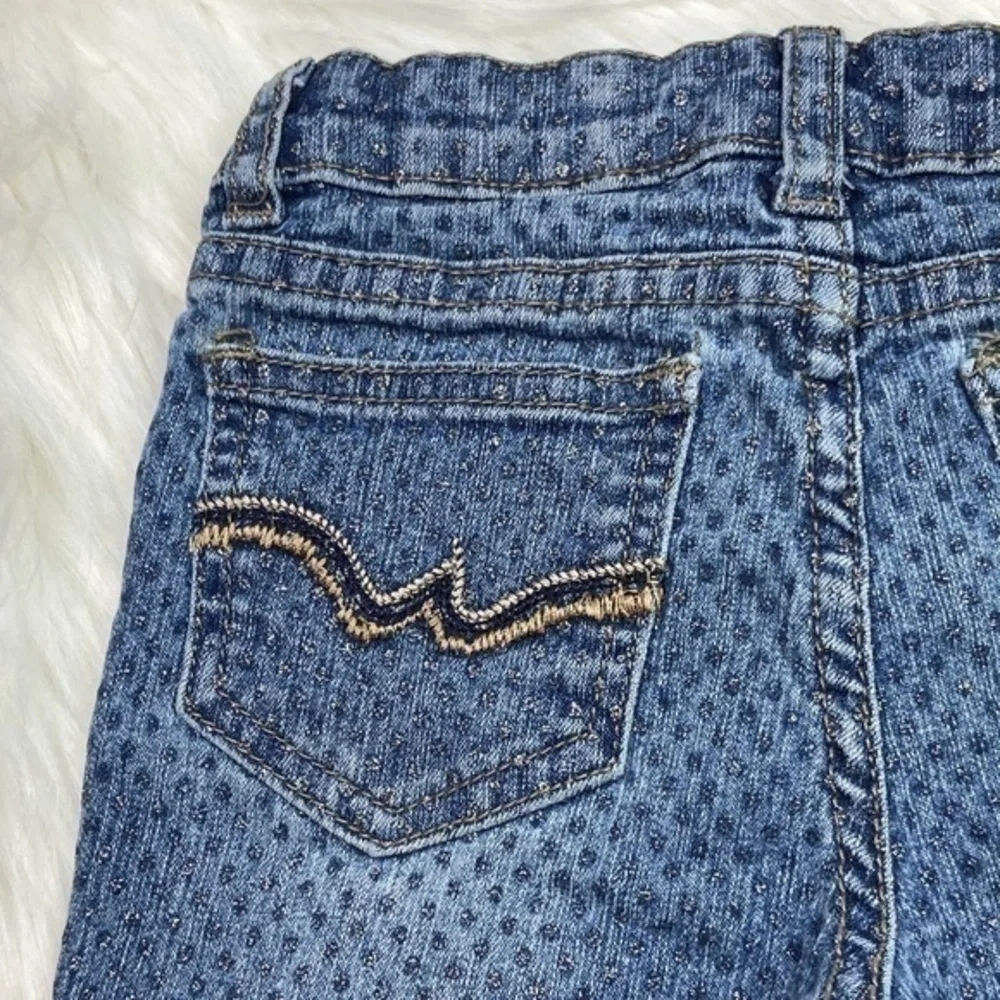 Arizona Jeans Co Skinny Jeans Toddler Girls Size 4T Silver Glitter Polka Dots